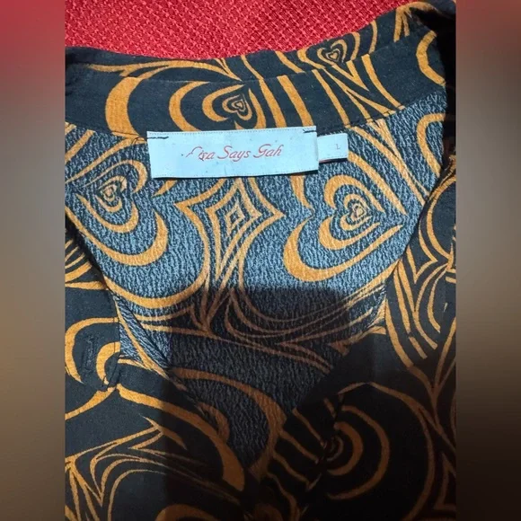 Lisa Says Gah Heart Patterned Pantsuit - Black and Orange - Picture 3 of 13